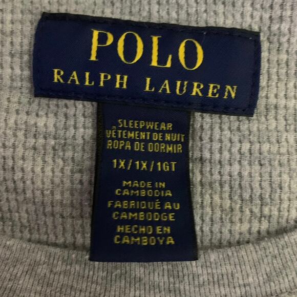Polo Ralph Lauren Shirt Men’s 1x Gray Waffle Knit Sleepwear Pony Long Sleeve - Picture 4 of 10